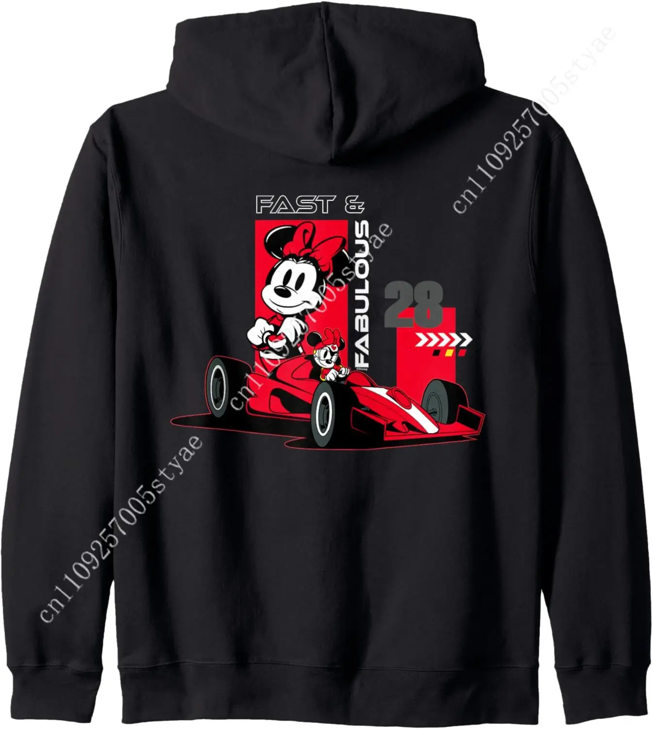 

Disney Racing Minnie Mouse Hoodie Fast Fabulous Race Car Driver Zip Hoodie