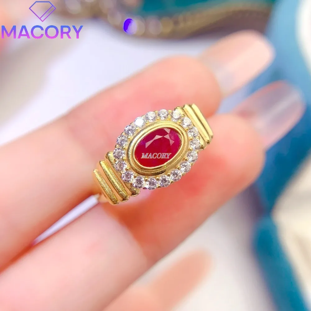 Natural Ruby Ring S925 Pure Silver Ring Women's Luxury Exquisite Jewelry Accessory Bright Color Holiday Gift First Choice