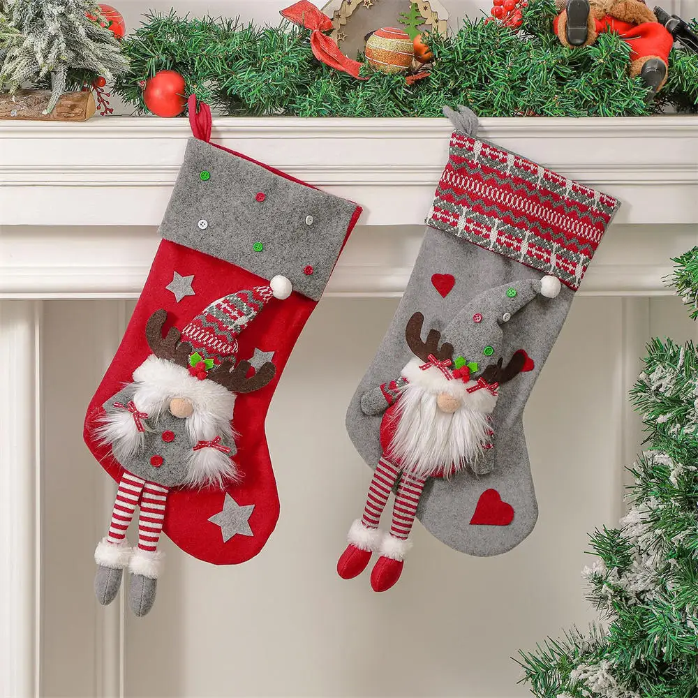 New Christmas Decoration Faceless Doll Fireplace Christmas Socks Elderly Snowman Gift Bag Party Supplies Party Xmas Ornament