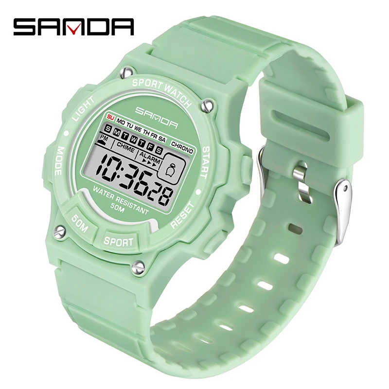 SANDA-reloj Digital electrónico para mujer, pulsera de lujo con LED, resistente al agua, deportivo, 6020