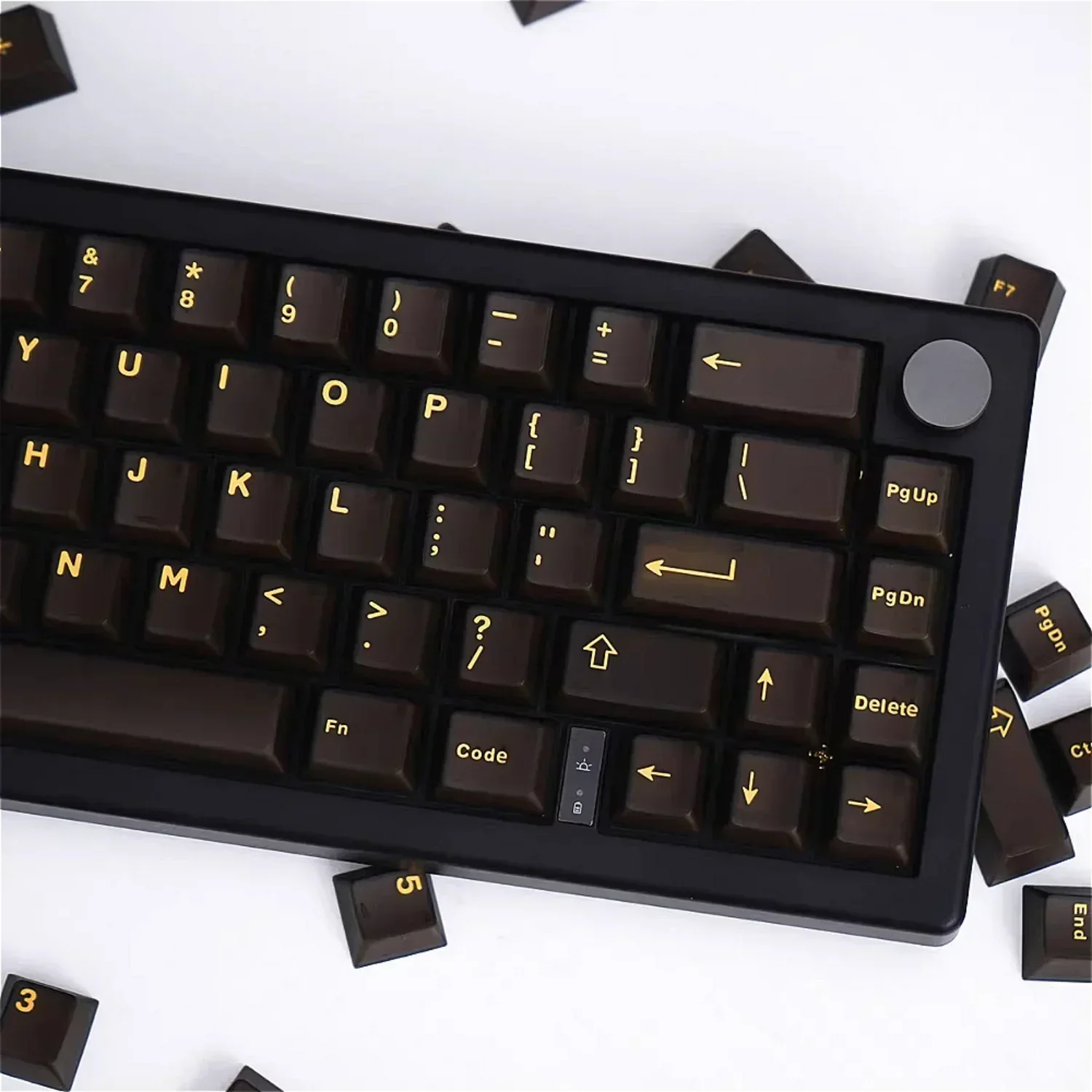 Imagem -04 - Keycaps Semi-transparente Preto Dourado Preto Ciano Cereja 120 Teclas Moldagem de Cores Adequada para Teclados Mecânicos mx Switch