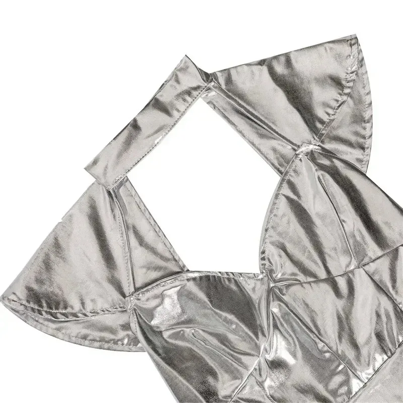 هالوين الكبار مثير كوكب الفضاء رائد الفضاء الفضة تأثيري حلي ملهى ليلي حفلة الرقص فتاة جميلة فستان بتصميم حالم