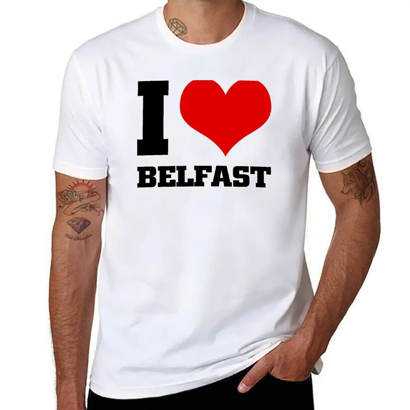 

I love Belfast, Northern Ireland T-Shirt anime tshirt man t shirt summer t shirts cotton 100% T-shirt