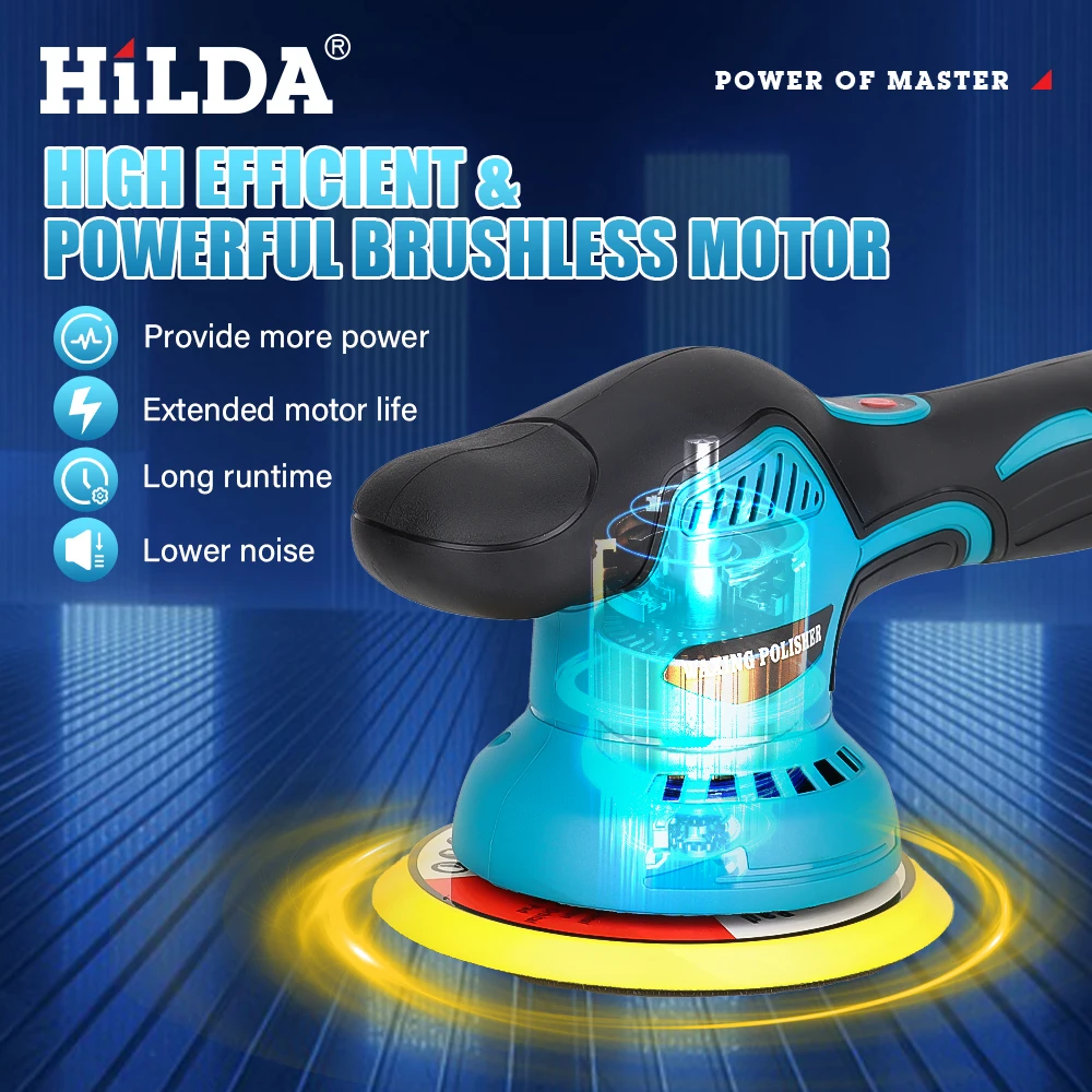 هيلدا سيارة الملمع 6 التروس شاشة ديجيتال اللاسلكي الكهربائية الملمع السيارات سيارة الصبح آلة تلميع لبطارية ماكيتا 18 فولت #4