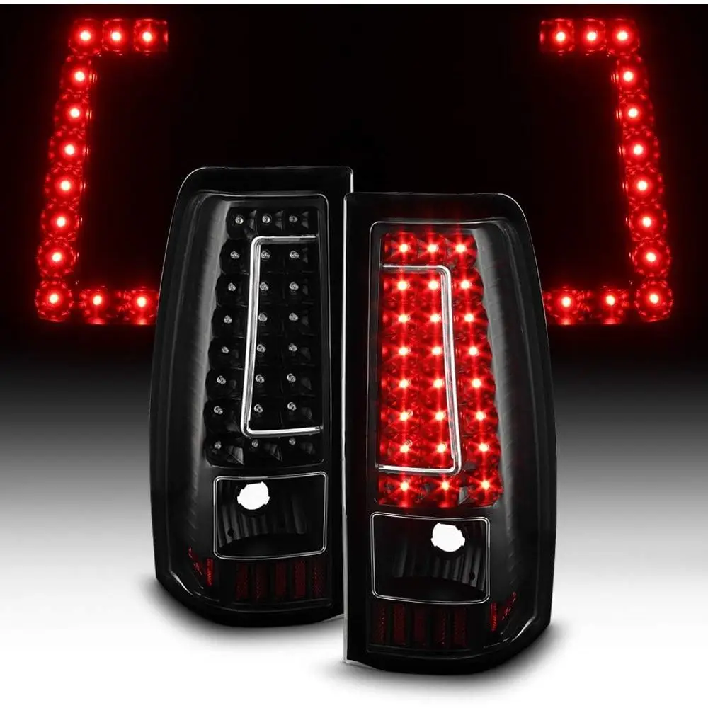 

- For 2003-2006 Chevy Silverado 1500 2500HD 3500HD Black Housing [C-Strip] LED Tail Lights Brake Lamps Left+Right