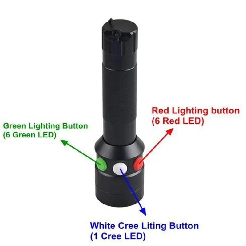 ANYGO Railway Signal Torch LED Three Color Signal Emergency Light Rechargeable Battery High power Aluminum Flashlight