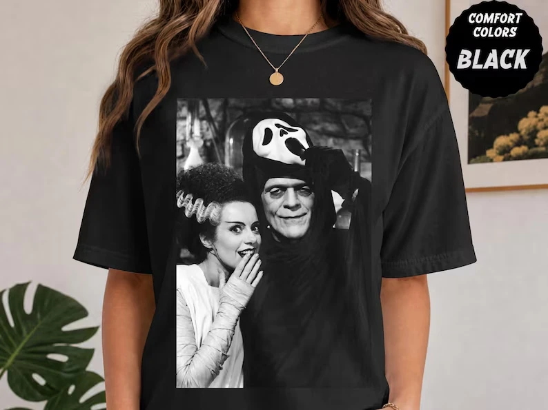 Frankenstein & Bride Reveal Shirt | Frankenstein Reveals Himself as Ghostface | Comfort Colors Horror Tee