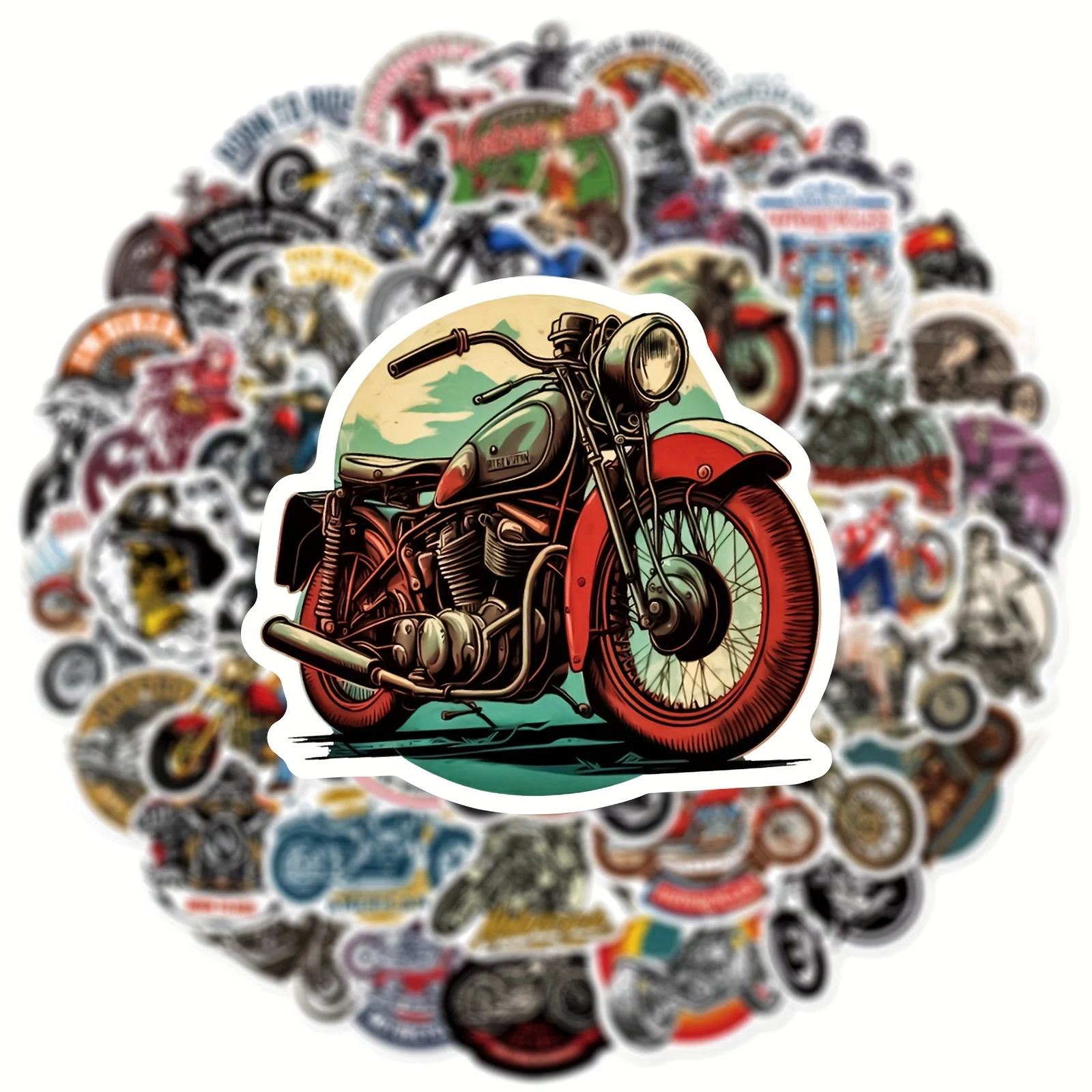 50 PCS NEW Cool Motorcycle Doodle Stickers, Decorative Helmet Skateboard Phone Case Travel Case Laptop Waterproof Stickers