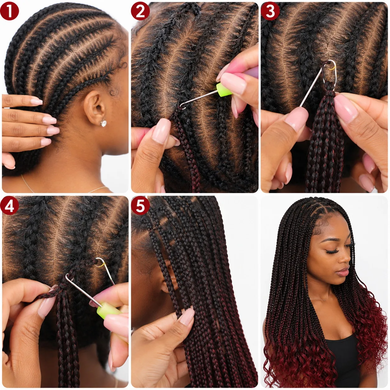 22 Zoll Goddess Box Braids mit französischen Lockenenden, vorgefertigte Boho-Locken-Haare für Frauen, schützende Frisur – Detail 2