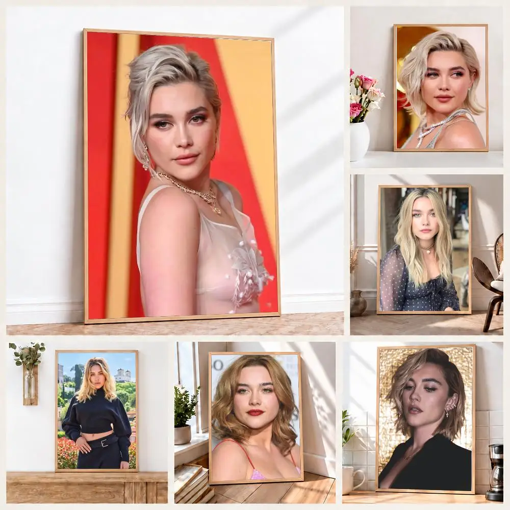 Famous Actress F-Florence P-Pugh Poster Wall Art Print Sticker for Bedroom Living Room Dorm Office Modern Home Decor