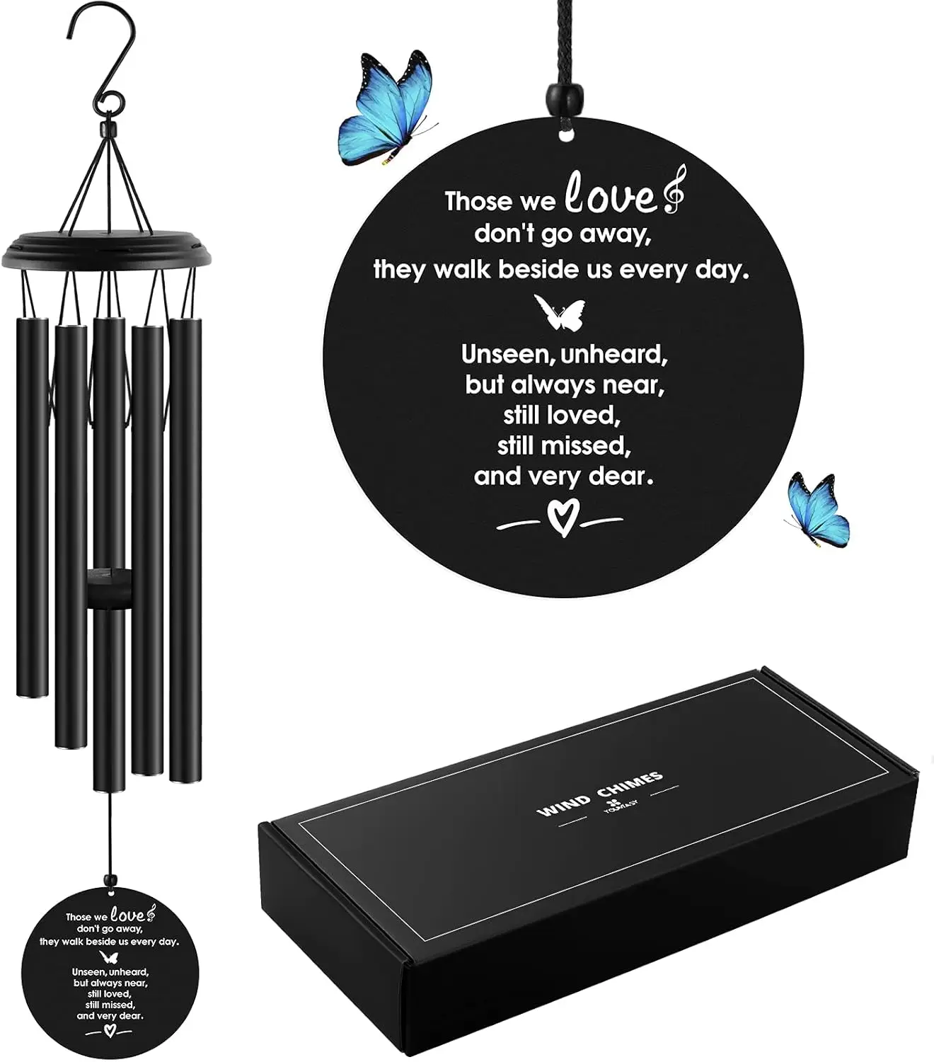 

Memorial Wind Chimes for Loved Ones, Sympathy Gifts with Poem Card, 35 Inch Bereavement Remembrance