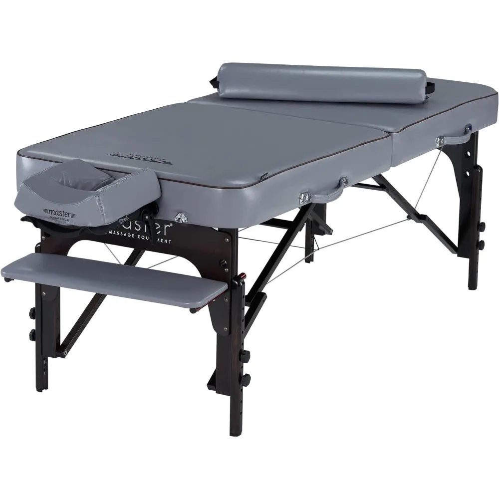 Master Massage 30 "Montour Lx pakiet przenośny stół do masażu z 3" z pianki Memory, gołąb Grey-składany stół do masażu