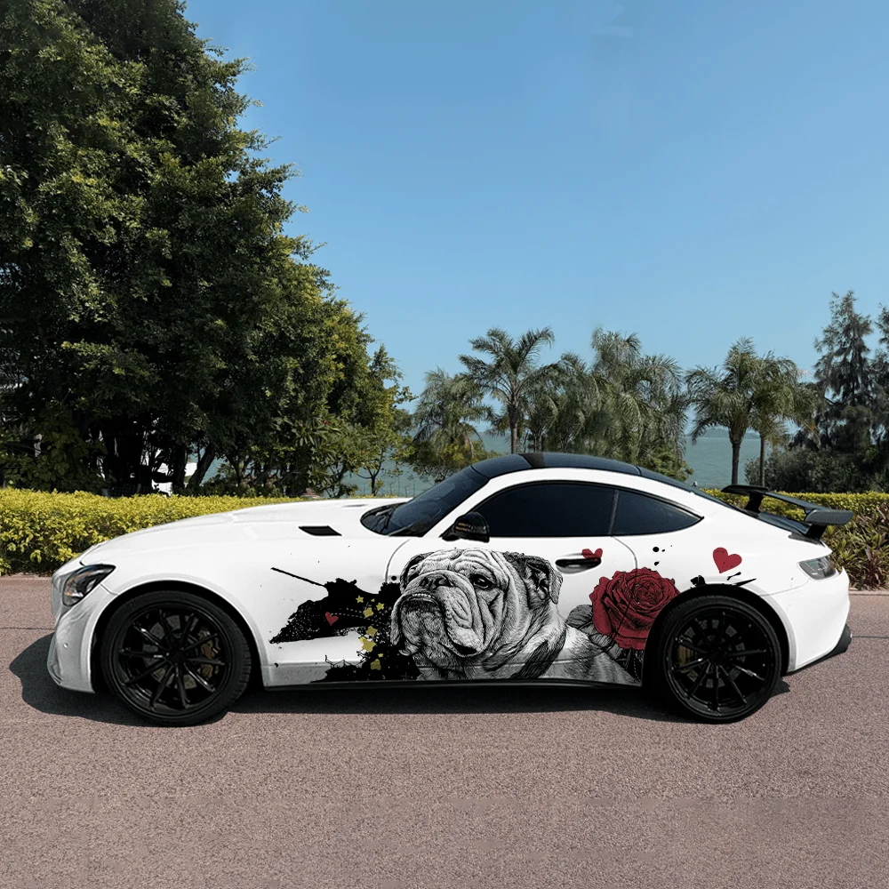 

Виниловые наклейки для автомобиля с цветами французского бульдога, самоклеящаяся наклейка из ПВХ, подходит для грузовиков, внедорожников, украшения, автоаксессуары, подарок