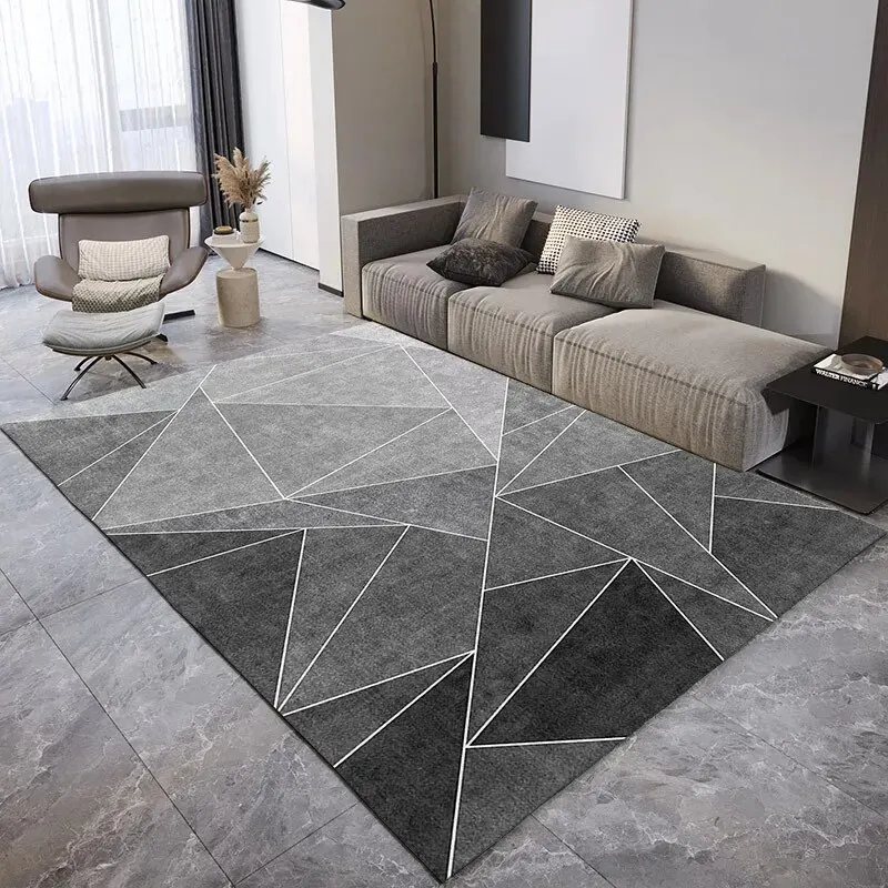 VIKAMA 50*80CM Grey Geometry Modern Simple Living Room Autumn Winter Tea Table Home Carpet Office Bedroom Hotel Carpet Floor Mat