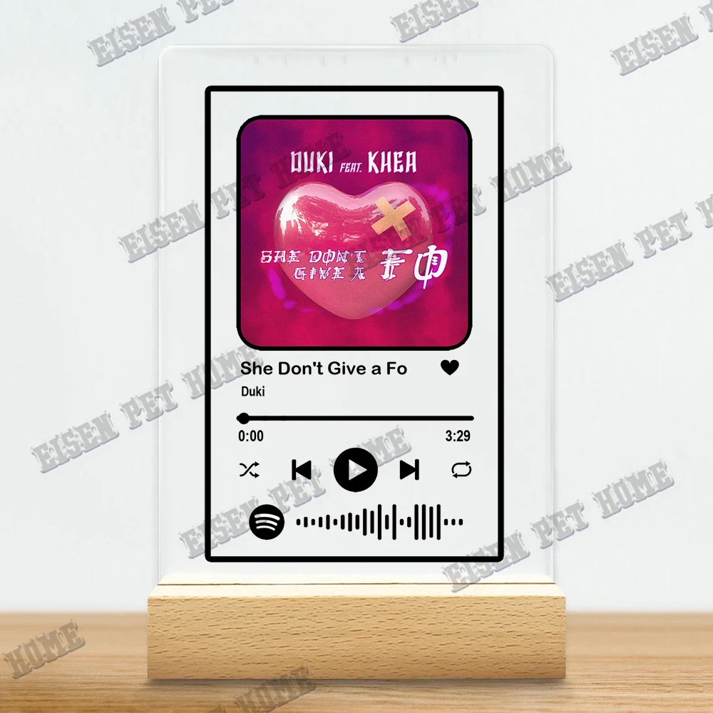 Placa de música acrílica de cantante de Rap Duki, soporte de madera, cubierta de álbum de canciones, código de lista de reproducción, regalos para amigos, decoración de escritorio de oficina en casa