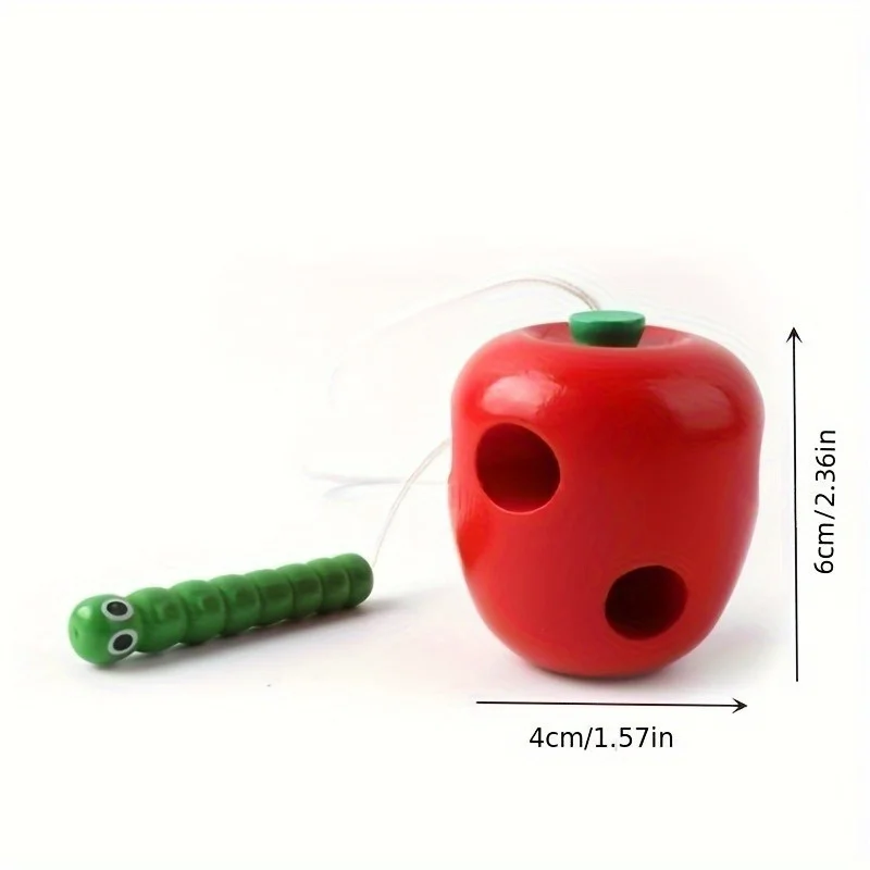 Vroege ontwikkelingsspeelgoed Houten veterspeelgoed, rupsen eet appel, kinderen leren educatief houten blokpuzzels speelgoed