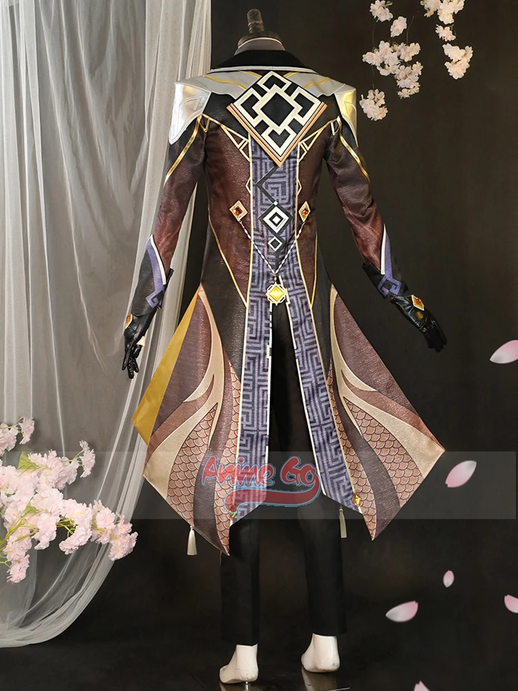 Zhongli Genshin Impact Cosplay Morax Zhong Li Kostuum Mannen Spel Rollenspel Uniform Outfits C02946-AA