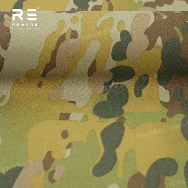 AMC Camouflage Softshell Fabric 228T nylon taslan 3 Layer Laminated Fleece Fabric Breathable for Outdoor Clothing Wind Proof IRR
