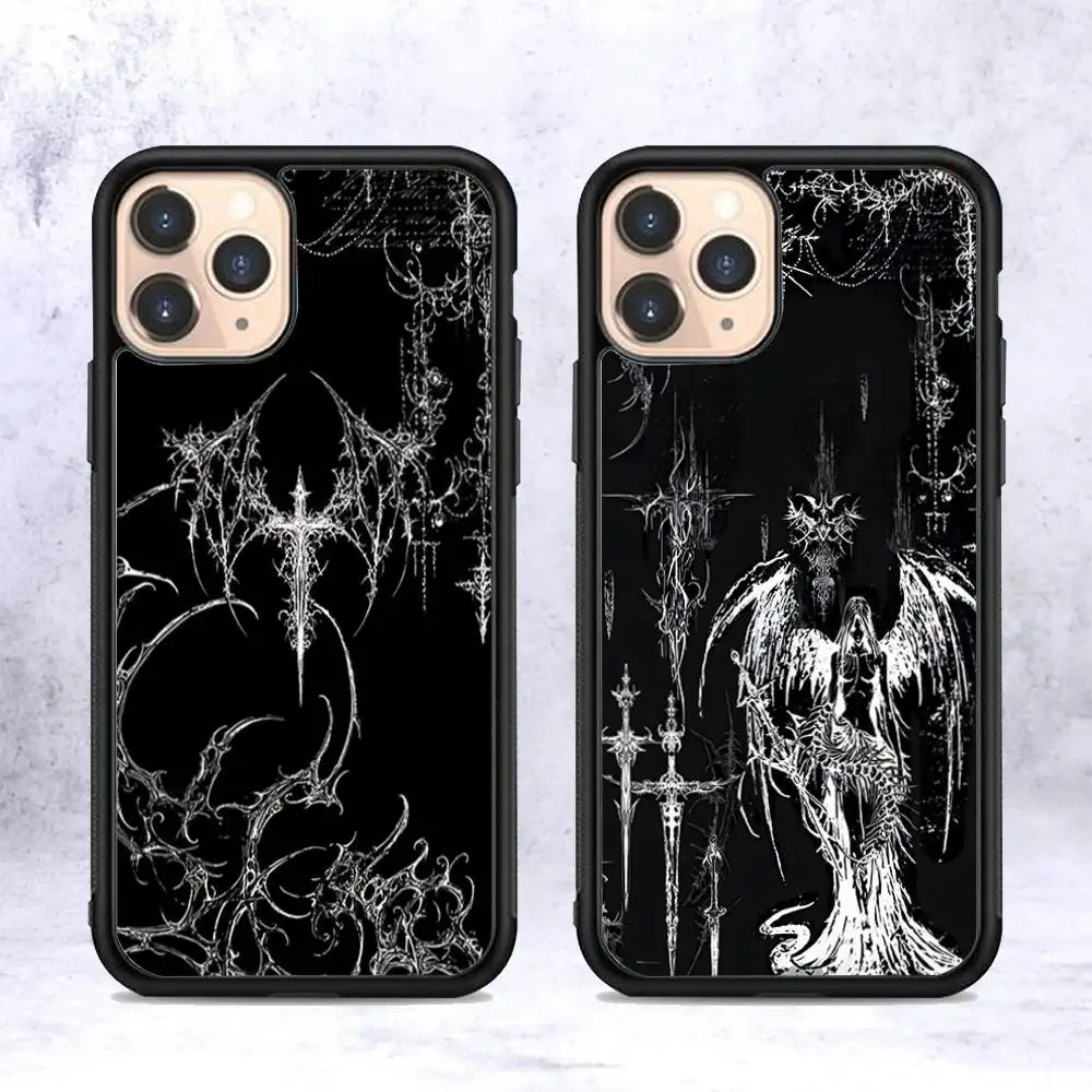 Gothic Cyber Sigil Kreuz für iPhone 17 16 Pro Max Air 15 14 13 12 Mini Plus 11 Harte PC+TPU Handy-Rückabdeckung