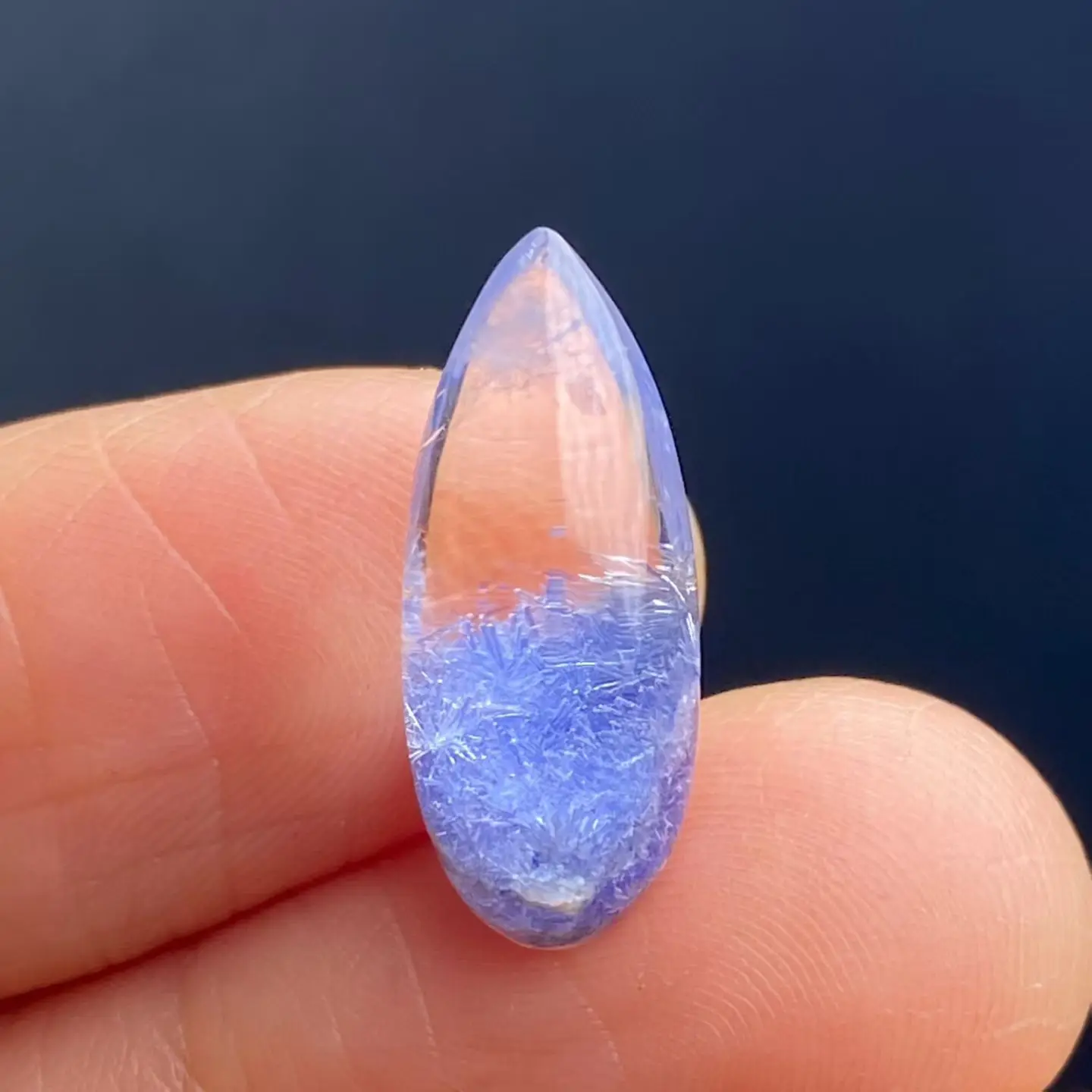 

Natural Blue Rutilated Dumortierite Quartz Pendant 19*8*7mm Clear Flower Necklace Gold Jewelry AAAAAAA