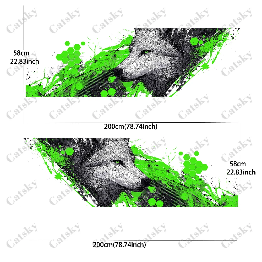 Striped Hexagon Wolf Head Splash Decal, Durable, Fade-Resistant, Easy to Install and Remove - Enhance Your Vehicles Aesthetic wi