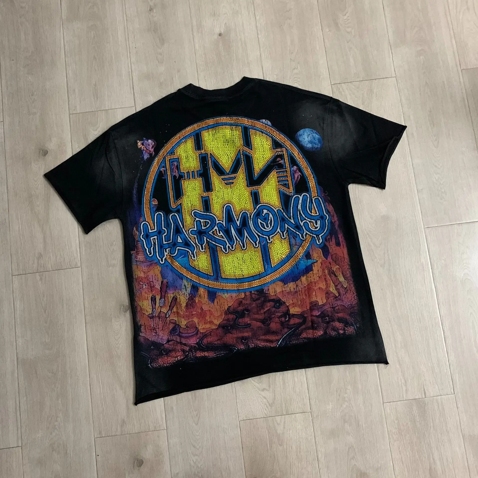 Harmony Trendy Beaded Short-Sleeved T-Shirt - Men's and Women's Perfect for Summer - Street Retro Look