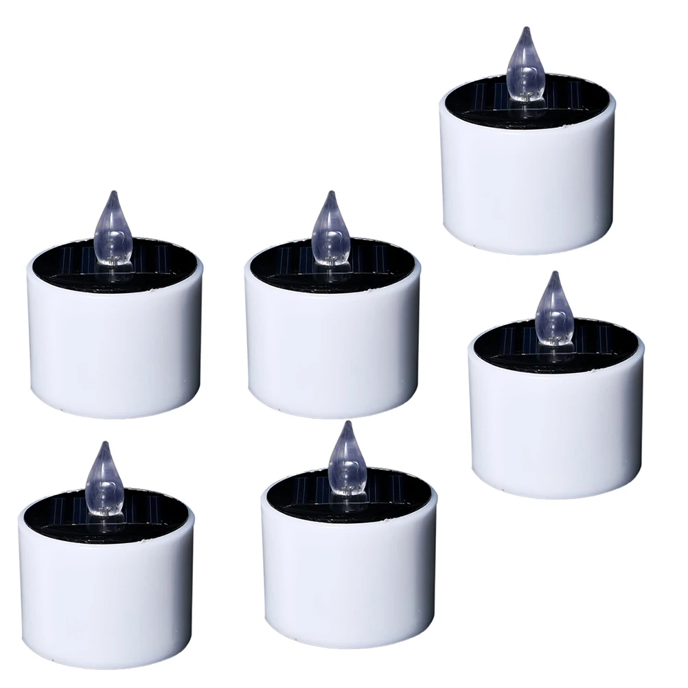 

6pcs Solar LED Candles Environment Friendly Lights Realistic Flame Steady Waterproof Indoor Outdoor Use Restaurants Home Garden