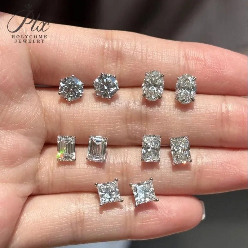 Geometric Series Earrings Minimalist Style Crafted with 925 Silver and Moissanite 5 Optional Design Suitable for Women as Party