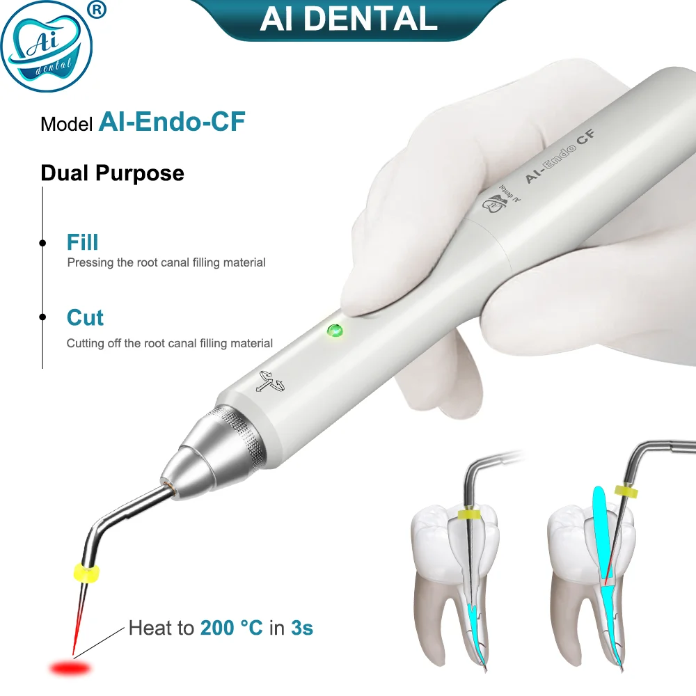 AI-Endo-CF Dental Wireless Gutta Percha Obturation Pen 3s Rapid Heating 2 Tips can Fill and Cut for Root Canal Treatment