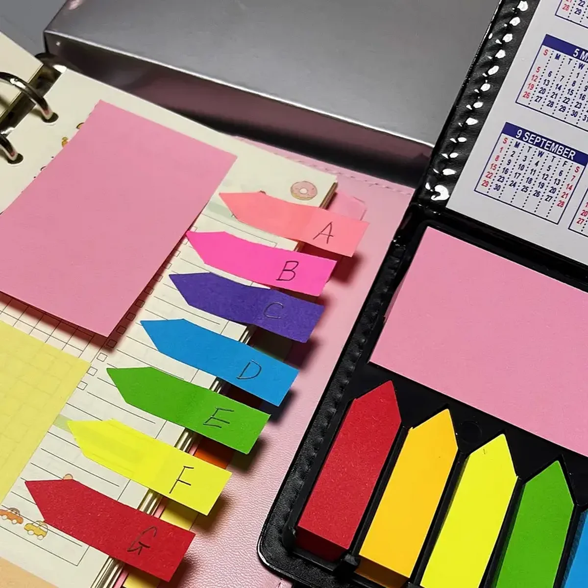 

2000 Pages Of Colorful Organization: Multicolor Sticky Note Set With Faux Leather Packing Box, Calendar 2024 More!