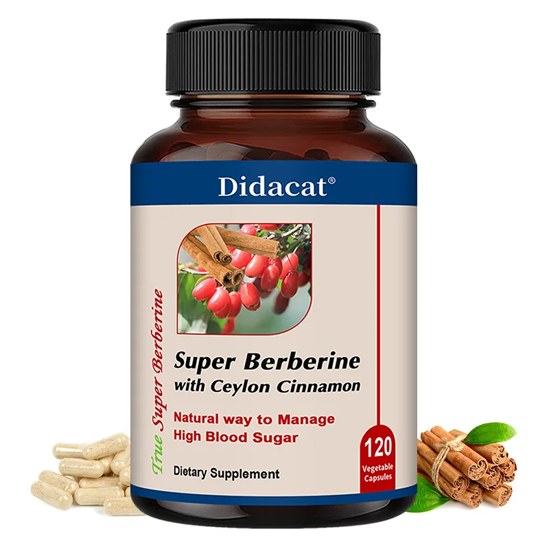 

Berberine with Ceylon Cinnamon Supplement - Heart Health, Healthy Immune System, Metabolism, 120 Capsules, Vegan, Non-GMO
