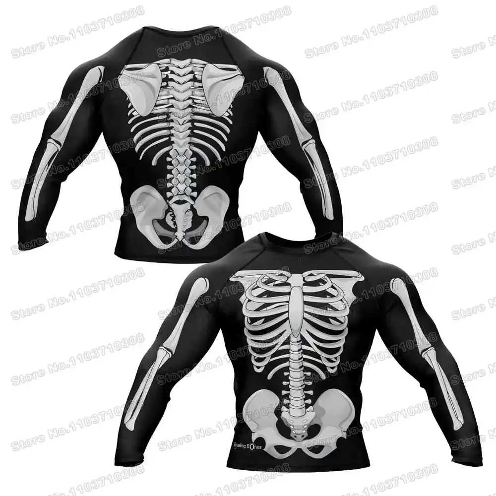 Camisa corta de disjuntor de osso, proteção contra queimaduras, surf, praia, roupa de banho, mergulho, academia, mangas compridas, mma bjj, homens, jiu jitsu, conjuntos fitness