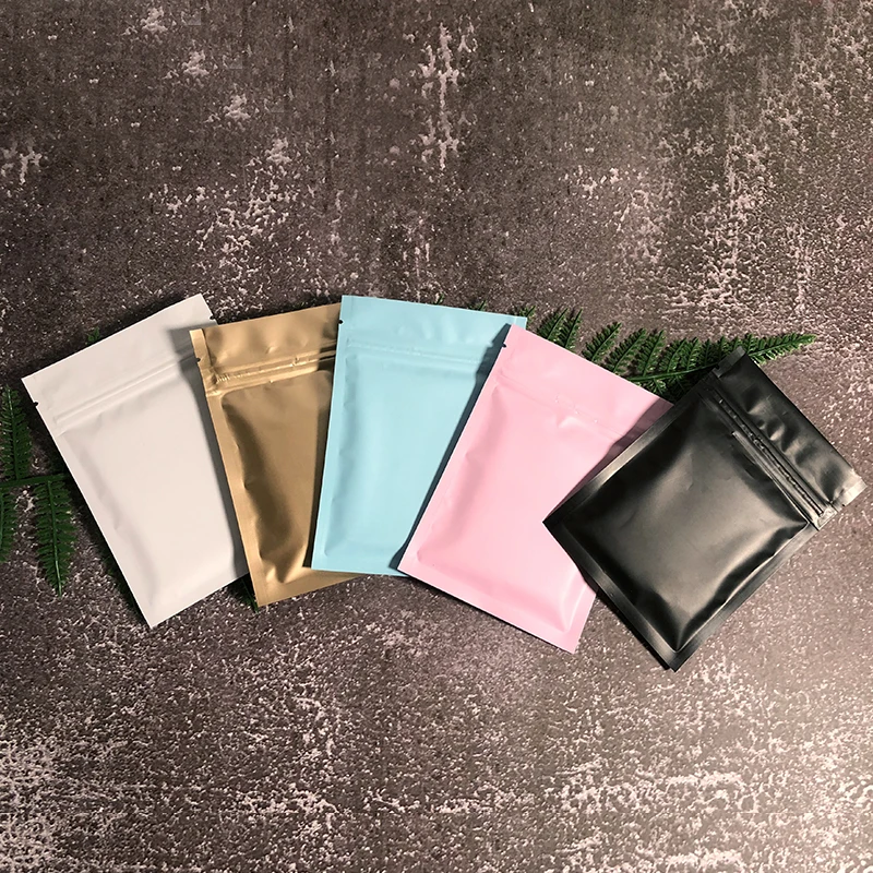 6x8cm Small Heat Sealable Matte Aluminum Foil Zip Lock Plastic Bags Smell Proof Jewelry Flat Pouches Mini Gift Package Bags