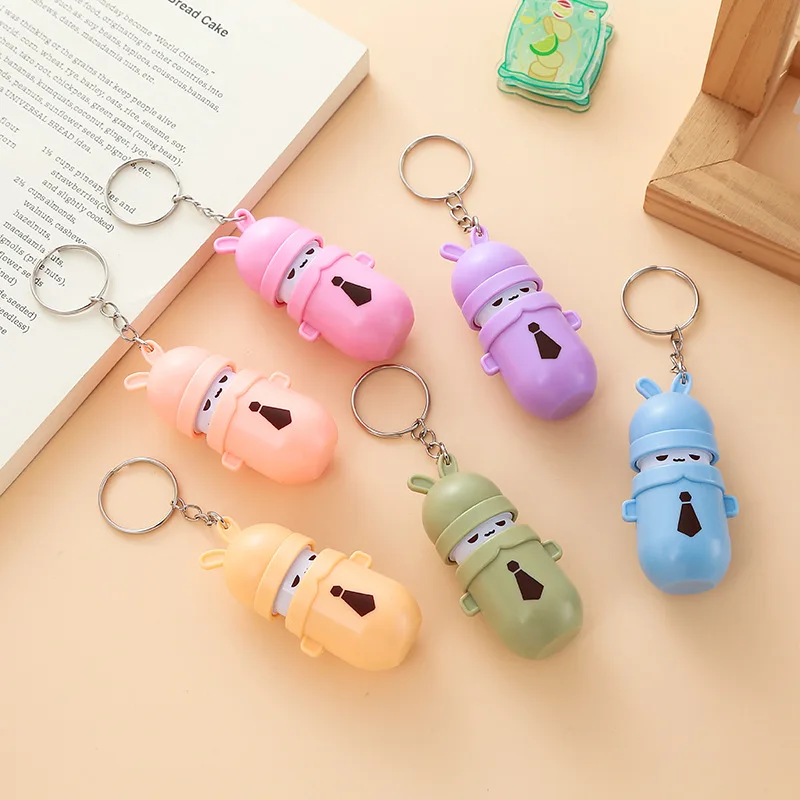 12 Pcs Creative Rabbit Shape Ballpoint Pen Keychain Cute Telescopic Pens Student Stationery Gifts Prizes