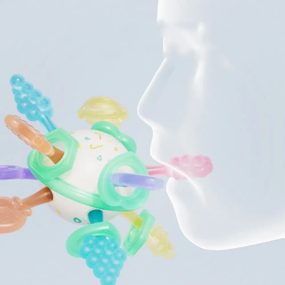 Giocattoli per sonagli per bambini per uso alimentare Giocattolo per bambini multi-sensoriale senza piombo colorato Giocattoli da masticare sensoriali senza BPA facili da pulire