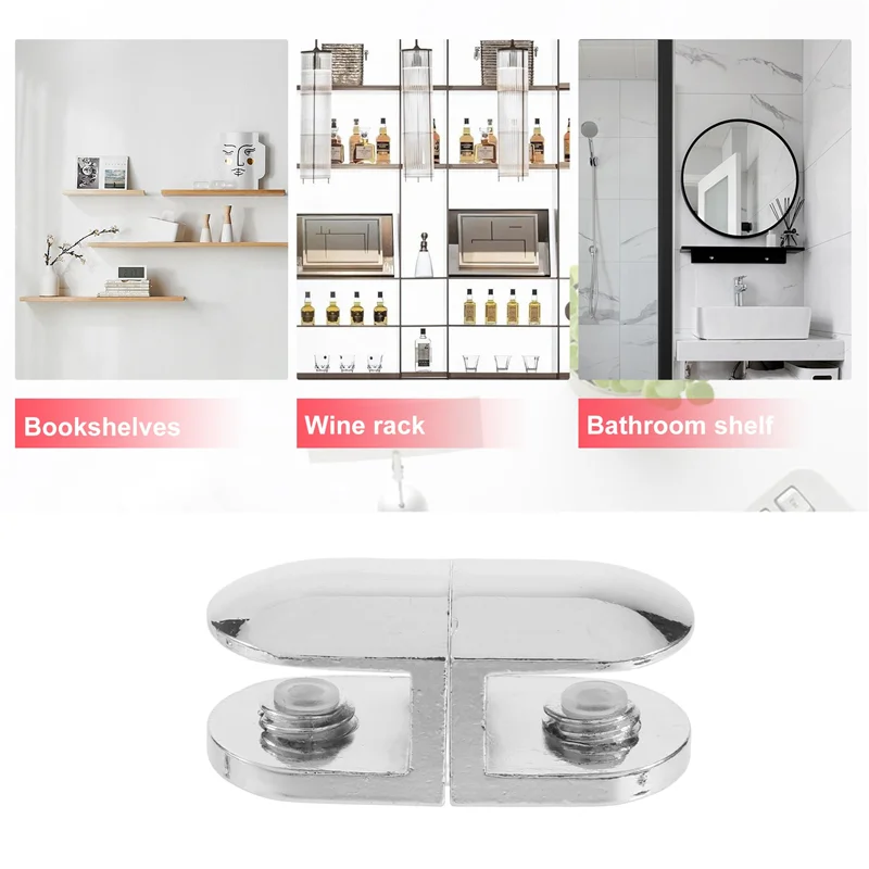A68P-6 PCS Adjustable Glass Clamps 6 Mm Glass Bracket Zinc Alloy Glass Shelves Holder Glass Clip For Bathroom Kitchen