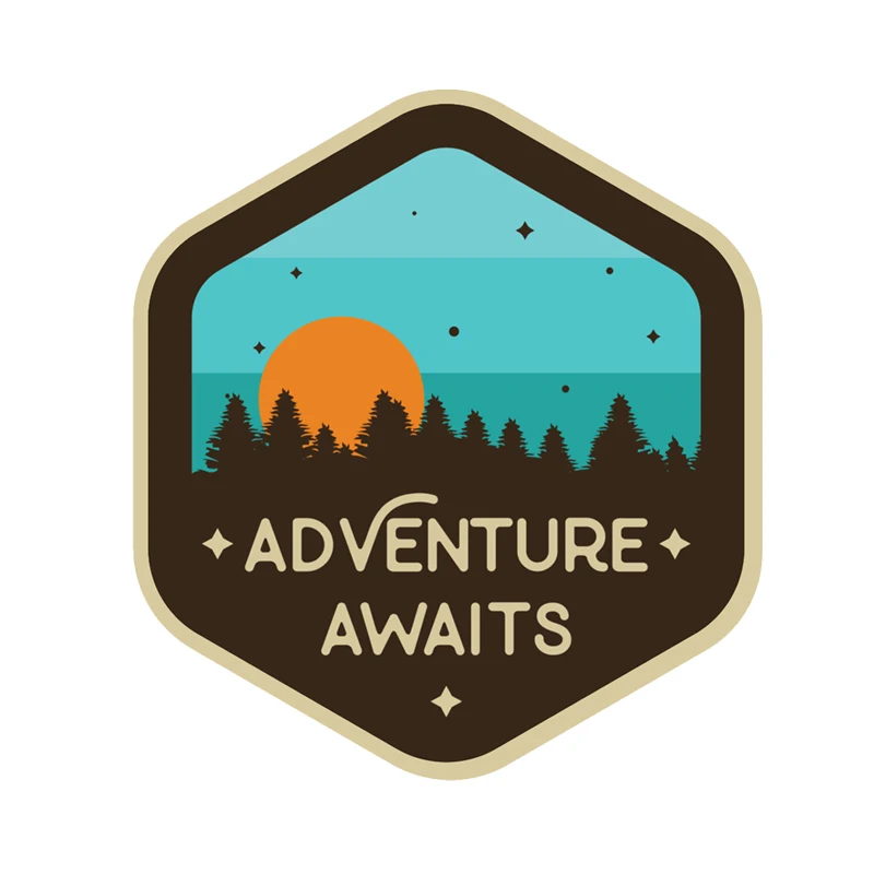 

Y713# Self-adhesive Decal For Adventure Awaits Sunset Camping Travel Car Sticker Waterproof Auto Decors on Bumper Rear Window