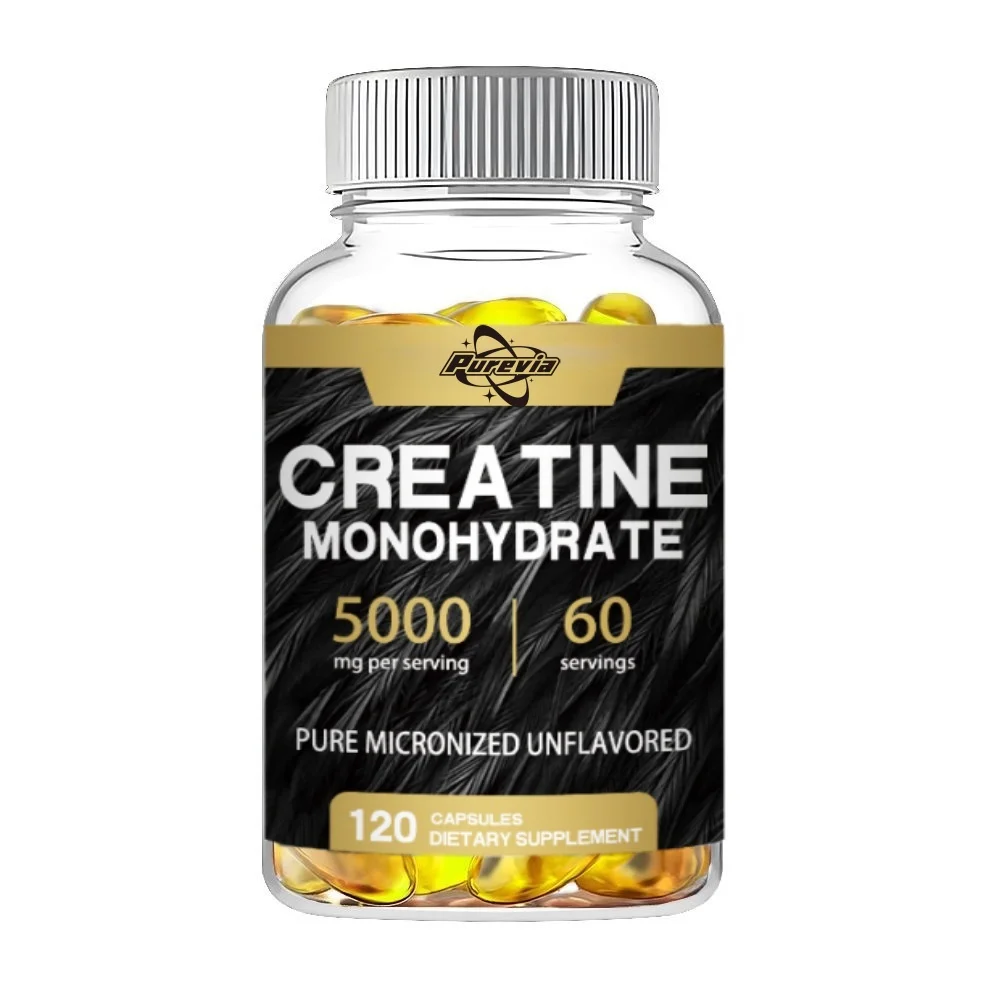 Monohidratato di creatina micronizzata 5.000 mg 120 capsule non GMO |   Senza glutine