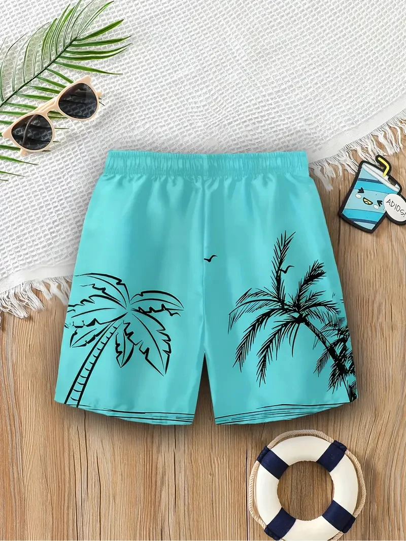 อินเทรนด์รูปแบบปาล์มต้นไม้กางเกงขาสั้นชายหาดสําหรับชายแฟชั่นฤดูร้อนวันหยุดวันหยุด 3D พิมพ์ SWIM Trunk Casual ขนาดใหญ่สั้น