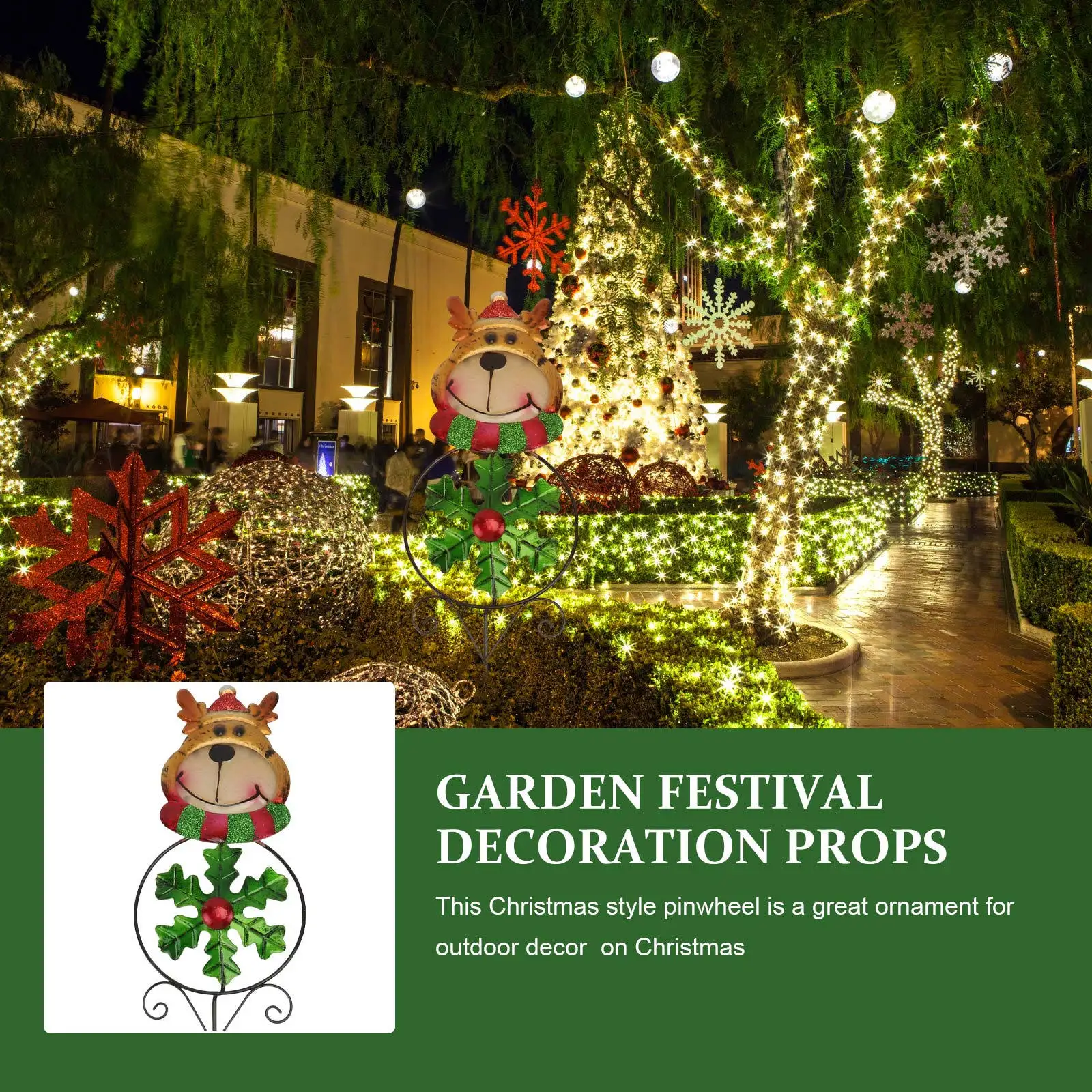 

1Pcs Chic Christmas Windmill Ornament Premium Iron Deer Garden Stake for Outdoor Yard Lawn Party Mall Display Decor
