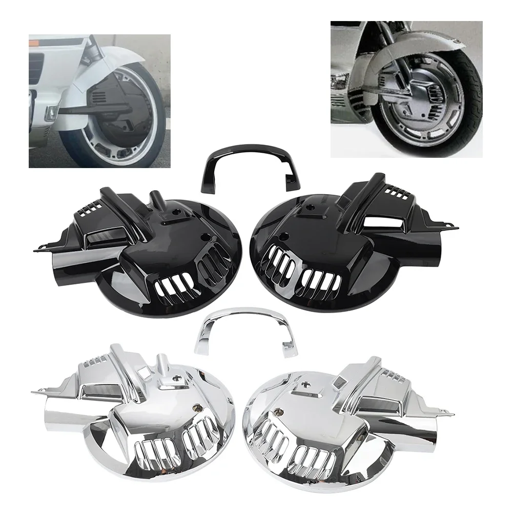 

2Pcs Motorcycle Front Brake Rotor Disc Cover Protector Guard Left Right For Honda Goldwing GL1500 1988-2000 Plastic Chrome/Black