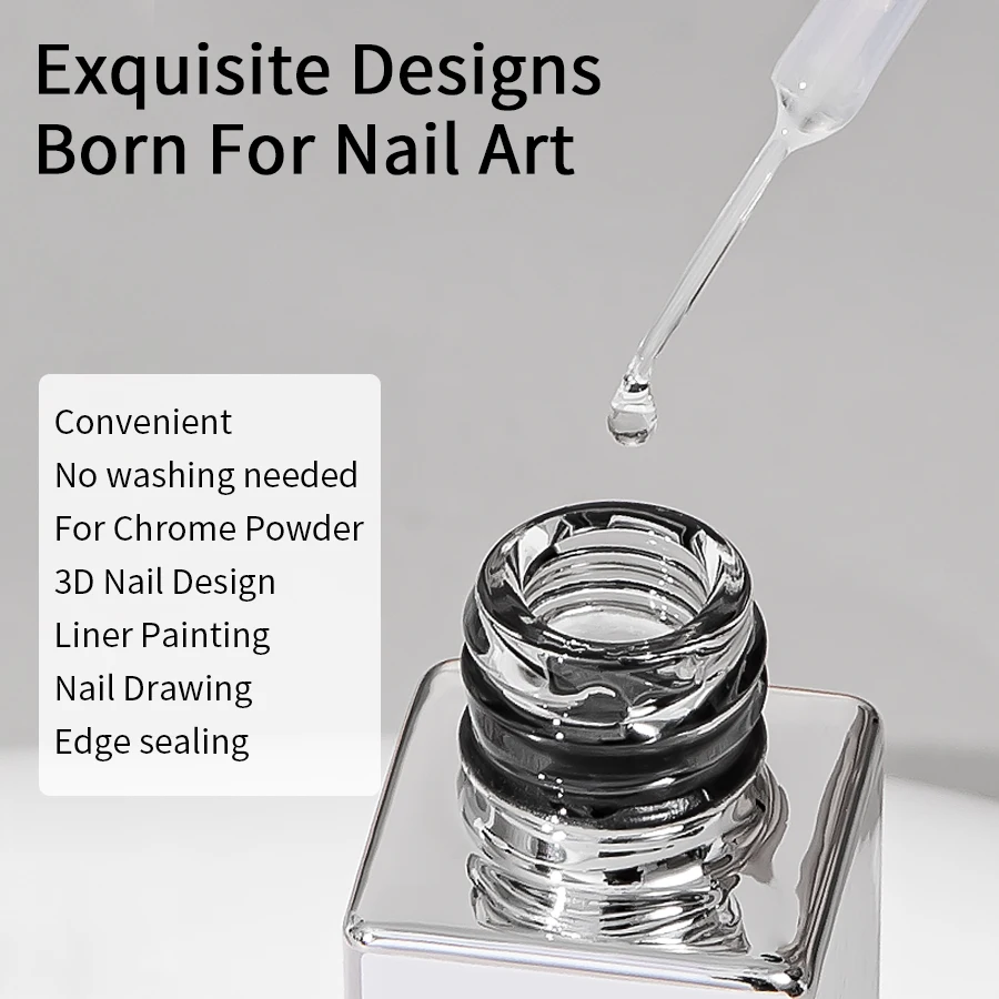 3 في 1 حافة ختم معطف فوقي لامع هلام مسمار البولندية ل الكروم مرآة مسحوق UV LED علاج الفجوة ملء معطف فوقي هلام مسمار الفن سالو #4