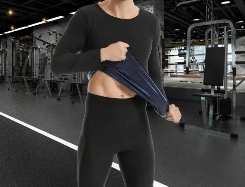 Men's Indoor Outdoor Fitness Corset Sauna Sweat Suit Running Long Sleeve Shapewear