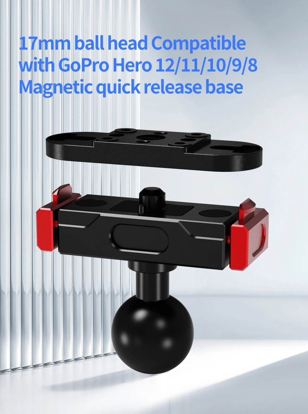 Für GoPro Ersatz-Magnetfuß-Kit, Aluminium, Schnellspanner, 360° ° Dämpfende Stativhalterung für Hero 12/11/10/9/8 Max Action-Kamera – Detail 15