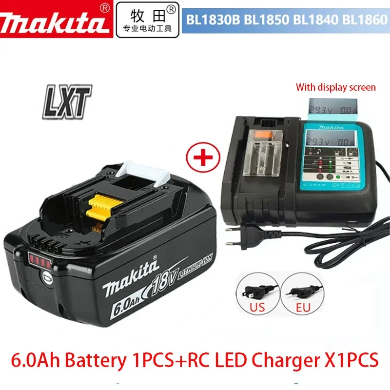 100% Original Makita Rechargeable Battery, Replaceable LED Lithium-ion, 9.0Ah/6.0Ah 18V BL1860B BL1860 BL1850 BL1830 BL1815