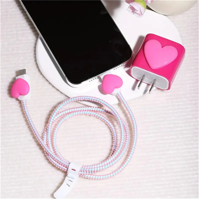 Y2k Rose Red Love Heart Silicone Charger For IPhone 11 12 13 14 18W-20W Fast Charge Protection Cover Charger Sleeve Accessories