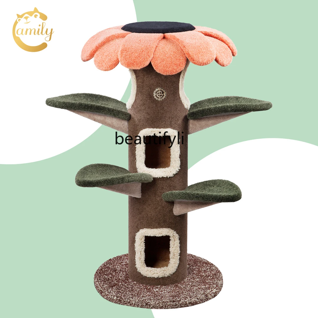 Creative Simulation SUNFLOWER Big Tree House Cat Climbing Frame Cat Castle Scratch-Resistant Plush Cat Nest