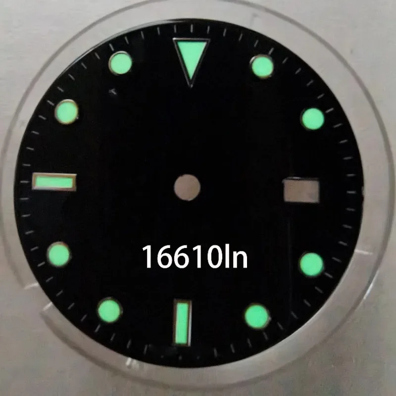 28.3mm Green Luminous Replacement Vintage SUB 16610 Watch Dial for 3135 Watch Movement Repair Parts