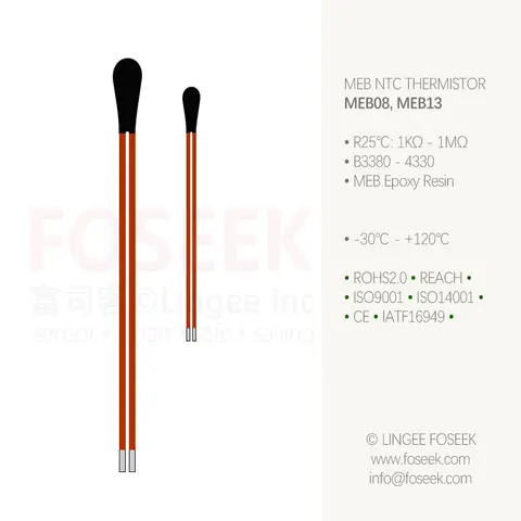 Lingee MEB08 0.80mm Epoxy resin NTC Thermistor Temperature Sensor