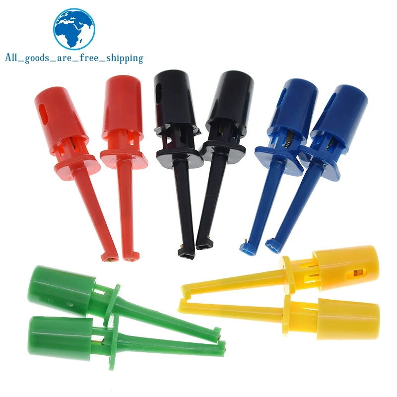 TZT 10Pcs Mini Single Test Hook Clip Test Probe for Electronic Testing IC Grabber Small Size Round Crocodile Clip Hook Test Clip image 5
